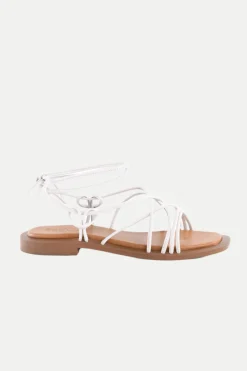Trina Turk Lilac Two Flat Leather Gladiator Sandal White Discount