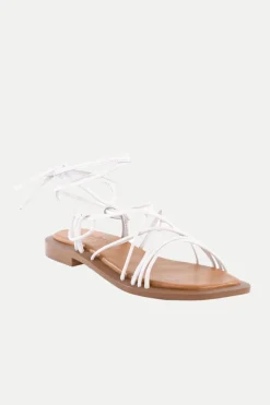 Trina Turk Lilac Two Flat Leather Gladiator Sandal White Discount