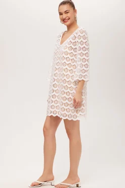 Trina Turk Lita Crochet 3/4-Sleeve Dress White Online