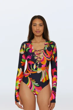 Trina Turk Long-Sleeve Paddle Suit - Palms Paradise Multi Online