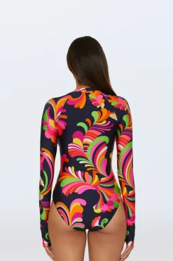 Trina Turk Long-Sleeve Paddle Suit - Palms Paradise Multi Online