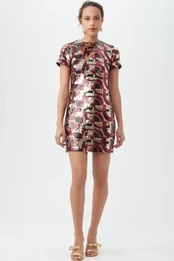 Trina Turk Lupine 2 Galerie Arte Sequin Short-Sleeve Shift Dress Multi Online