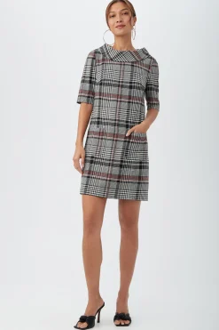 Trina Turk Maleko Short-Sleeve Shift Dress With Folded Collar Multi New
