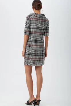 Trina Turk Maleko Short-Sleeve Shift Dress With Folded Collar Multi New