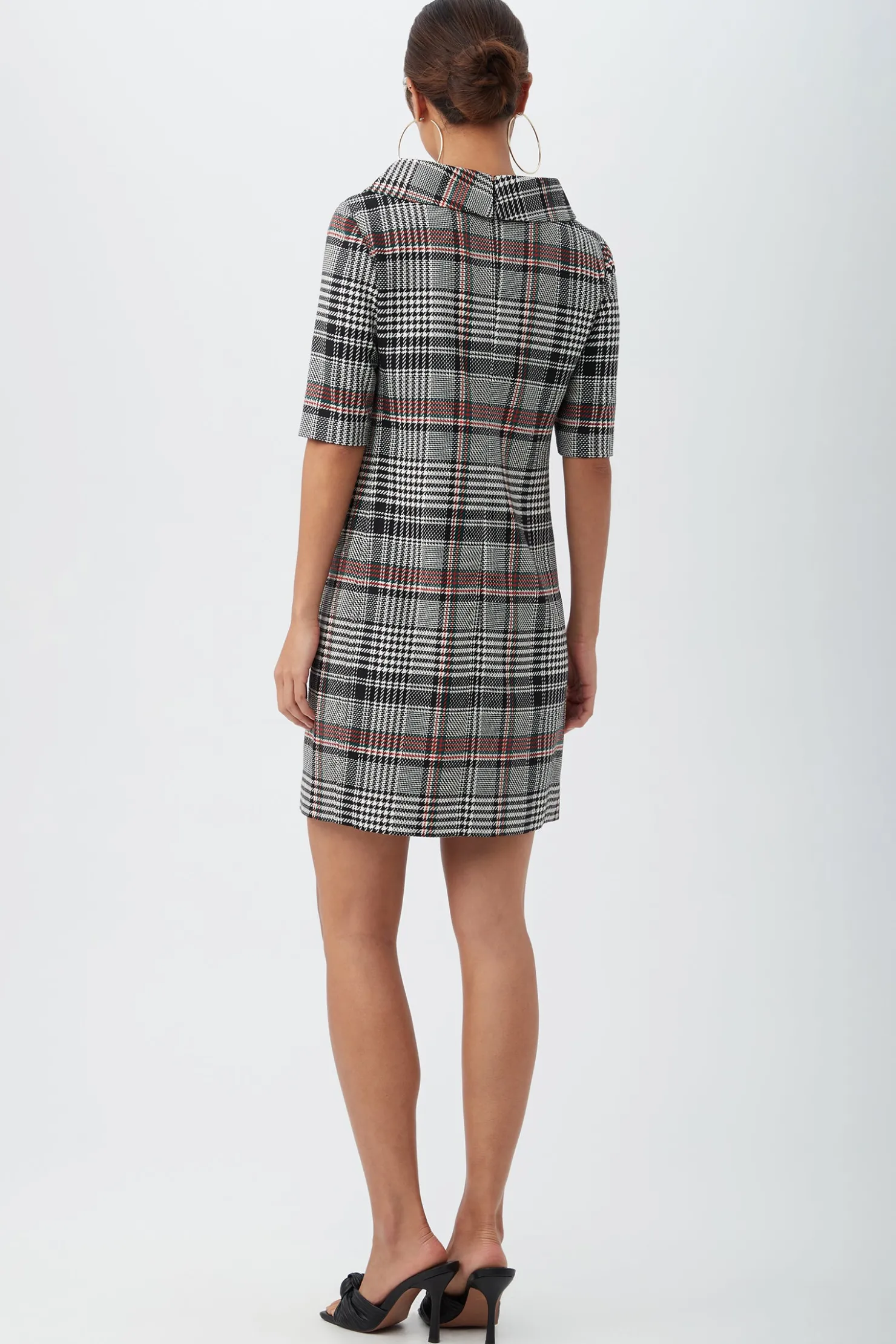 Trina Turk Maleko Short-Sleeve Shift Dress With Folded Collar Multi New