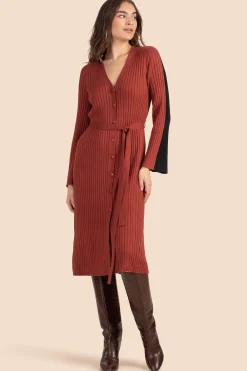 Trina Turk Mercer Sweater Dress Cinnamon/Black Sale