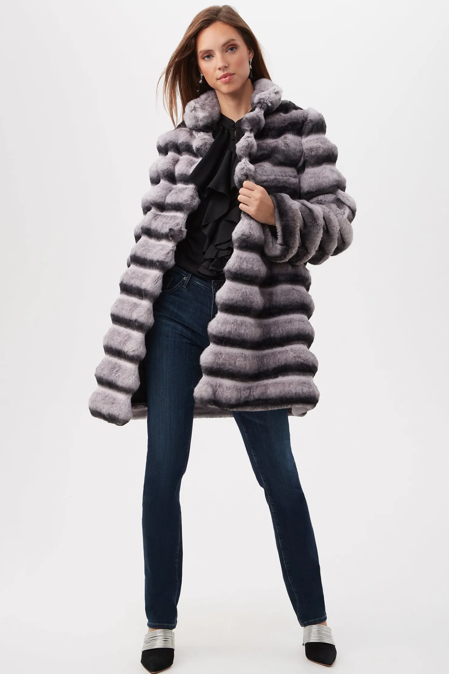 Trina Turk Mikel 2 Faux Fur Mid-Length Coat Natural Fashion