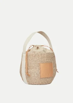 Trina Turk Mila Straw Bucket Bag with Drawstring Closure Natural Hot