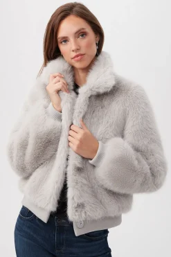 Trina Turk Morris Short Faux Fur Coat Fashion