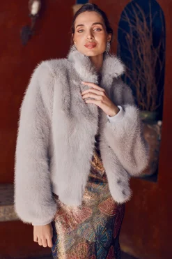 Trina Turk Morris Short Faux Fur Coat Fashion