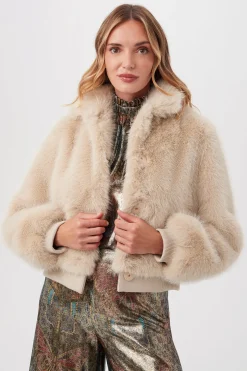 Trina Turk Morris Short Faux Fur Coat Fashion
