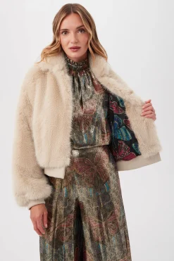 Trina Turk Morris Short Faux Fur Coat Fashion