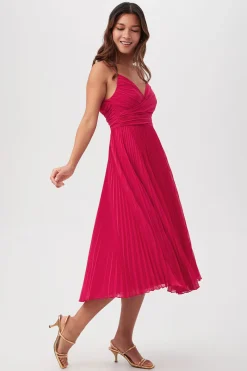 Trina Turk Natalie Sleeveless A-Line Midi Dress With Accordion Pleats New