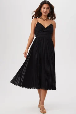 Trina Turk Natalie Sleeveless A-Line Midi Dress With Accordion Pleats New