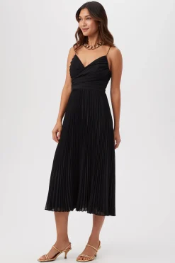 Trina Turk Natalie Sleeveless A-Line Midi Dress With Accordion Pleats New