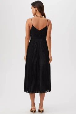 Trina Turk Natalie Sleeveless A-Line Midi Dress With Accordion Pleats New