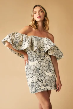 Trina Turk Nia Dress Savanna Sand/Black Discount