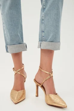 Trina Turk On To The Next Strappy Pointed Toe Heel Gold Fashion