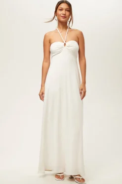 Trina Turk Palm Sleeveless Maxi Dress - Poolside Terry White Clearance