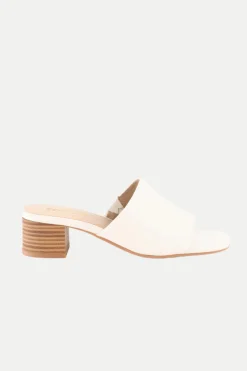 Trina Turk Pepper Leather Heeled Mule Sandal White Sale