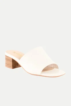 Trina Turk Pepper Leather Heeled Mule Sandal White Sale