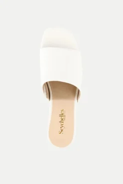 Trina Turk Pepper Leather Heeled Mule Sandal White Sale