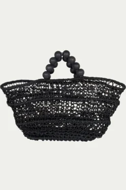 Trina Turk Poolside Comporta Black Open-Weave Tote Midnight Blue Outlet