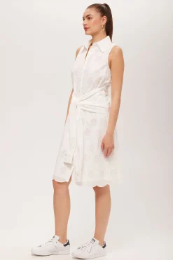 Trina Turk Rally Sleeveless Shirt Dress - Tennis Eyelet Whitewash Outlet