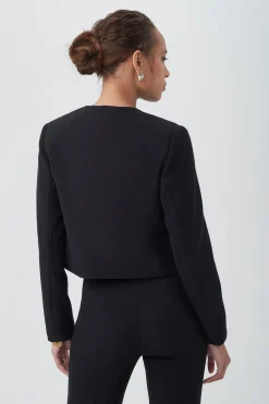 Trina Turk Ren Cropped Long Sleeve Blazer Jacket BLACK Sale