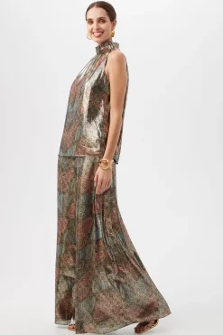 Trina Turk Rissa Butterfly Print Silk Sleeveless Mockneck Top Multi New