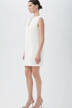 Trina Turk Ruth Sleeveless Shift Dress With Decorative Front Detail Winter White Best