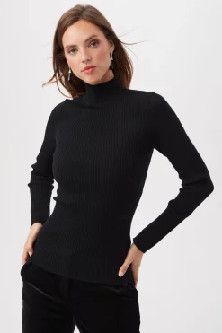 Trina Turk Sade Merino Wool Mockneck Sweater With Open Back BLACK Online