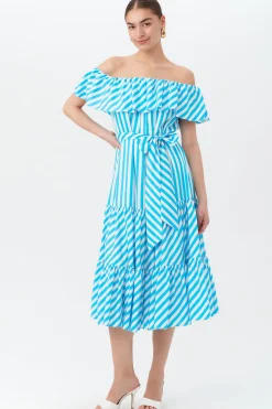 Trina Turk Salima 2 Dress Blue Grotto/Whitewash Clearance