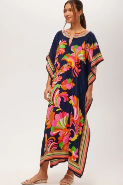 Trina Turk Theodora Maxi Caftan - Paradise Palms Silk Multi Online