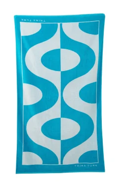 Trina Turk Ogee Blue And White Beach Towel Turquoise Clearance