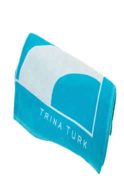 Trina Turk Ogee Blue And White Beach Towel Turquoise Clearance