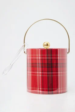 Trina Turk Red Plaid Print Ice Bucket Multi Online