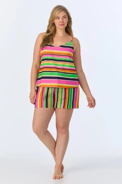 Trina Turk TT Cami Shorty PJ Set - Poolside Stripe Poplin Multi Online